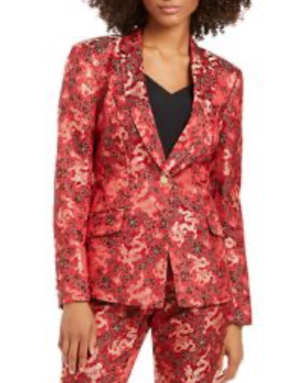 I.N.C jacquard one-button dragon decal blazer